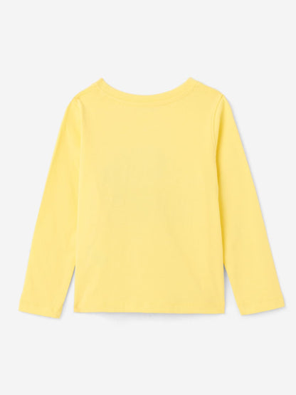 The Souled Store Full-Sleeve Essentials : Bee Happy Full Sleeves Round Neck Graphic Printed Regular Fit Cotton T-Shirts for Girl