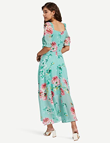 Rare Women'S Georgette Fit And Flare Maxi Casual Dress (Ep6218_Green)