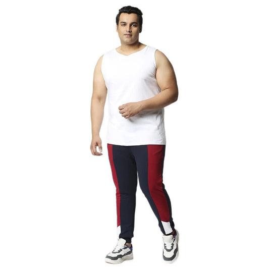 Bewakoof Mens Striped 100% Cotton Plus Size Vest - Oversized Fit, Round Neck, Sleeveless White