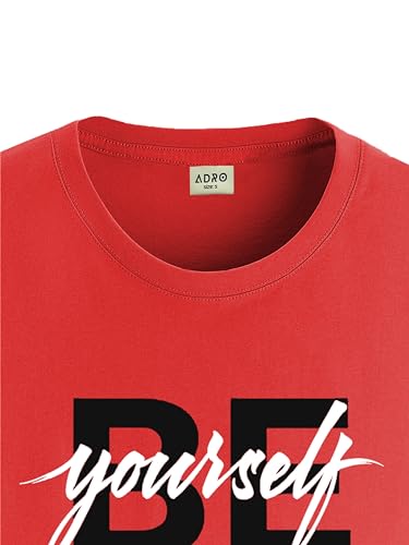 ADRO Men's Solid Regular Fit T-Shirt (RN24-BYO-RD_Red