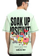 Bewakoof Official Spongebob Merchandise Mens Graphic Print Oversized Fit Half Sleeve Round Neck Cotton Jersey T-Shirt_648704_Gr
