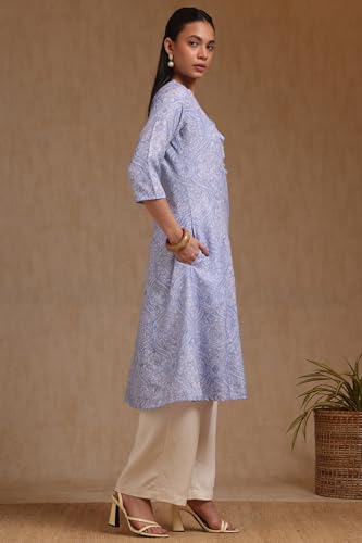 Soch Womens Linen Regular Kurta (CWS5KU61231_Blue