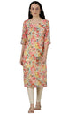Aurelia WomenS Floral Printed Straight Kurta | Round Neck Kurta For Women | Printed Kurta For Women | Beautiful Regular Fit Kurt