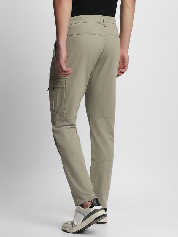 Dennis Lingo Mens Cotton Lycra Full Length Solid Slim Fit Cargo Trousers