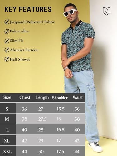 Rigo Half Sleeve Polo Neck T-Shirt for Men | Regular Fit, Solid Casual T-Shirts | Collar T-Shirts for Men Teal