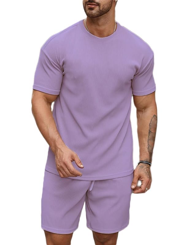 Smowkly Mens Premium Hosiery Cotton Blend Pyjama Set || Stylish Round Neck T-Shirt and Shorts || Casual Night Suit Wear Set for