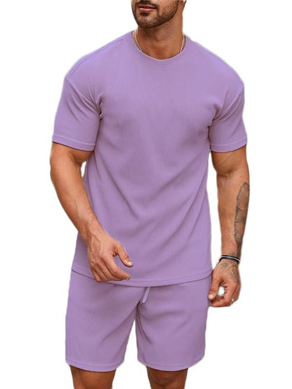 Smowkly Mens Premium Hosiery Cotton Blend Pyjama Set || Stylish Round Neck T-Shirt and Shorts || Casual Night Suit Wear Set for