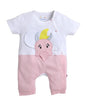 BUMZEE Off White & Pink Girls Half Sleeves Trendy Fancy Romper Age - 9-12 Months