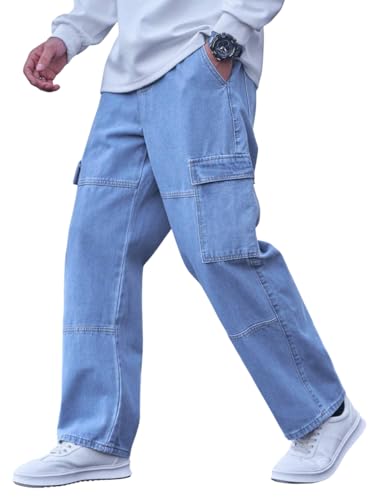 Tagas Men Relaxed Fit Denim Jeans | Multi Pocket Cargo JeanS Pant For MenS | Man Loose Fit Denim Jeanspant | Mdj-21 (In, Numer