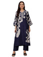 Varanga Women Abstract Printed V Neck Flared Sleeve Kurta With Trouser