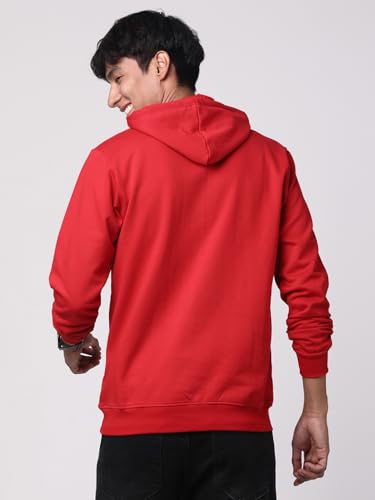 ADRO Mens Cotton Solid Hoodie Sweatshirts (H23-PLN-RD_Red)
