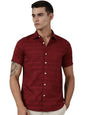 Thomas Scott Short Sleeve Embroderied Casual Shirt for Men Red
