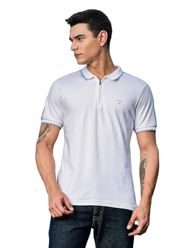 Thomas Scott Mens | Solid | Polo Neck | 100% Cotton | Button Closure | Ribbed Shorts Sleeve | Regular Fit | Tshirt for Men (TSM