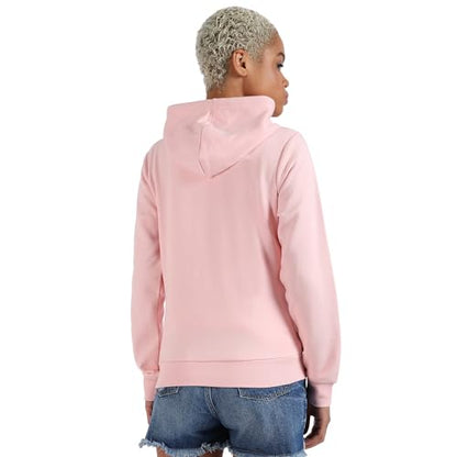 Campus Sutra Womens Light Pink Zip-Front Hoodie with Ribbed Hem for Casual Wear | Hooded Neck | Long Sleeve | Zipper Closure |