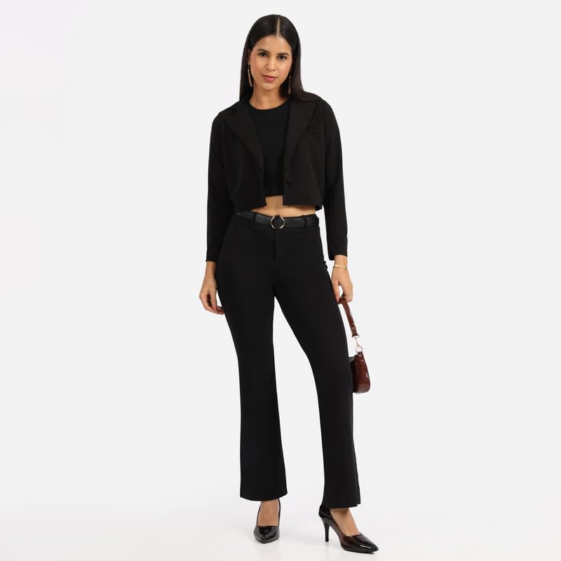BlissClub AM:PM Air Flare Trousers Cotton for Women Above 55 ft Tall | Bootcut Trousers and Formal Pants for Women Office wear