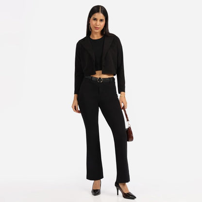 BlissClub AM:PM Air Flare Trousers Cotton for Women Upto 54 ft | Bootcut Trousers and Formal Pants for Women Office wear | Tail