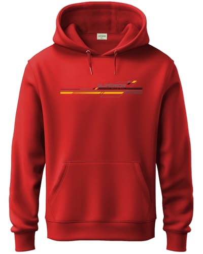 ADRO Men's Cotton Blend Neck Hooded Sweatshirt (H24-RAC-RD_Red