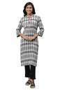 Aurelia Women'S White Checks Yarn Dyed Lycra Straight Kurta_23Aua14305-704332_Xl