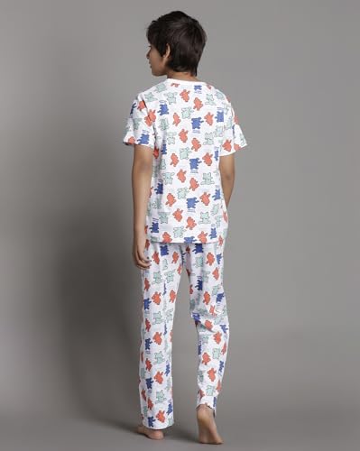 T2F Boys Cotton Pajama Set White