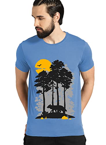 ADRO Mens Sun Printed Cotton T-Shirt (RN22-1-SUN-SK_SkyBlue_XL)