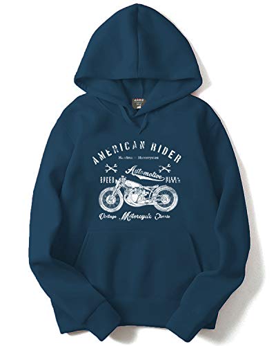 ADRO Men's Cotton Neck Hooded Sweatshirt (H-M-AME-SB_Teal_XL)