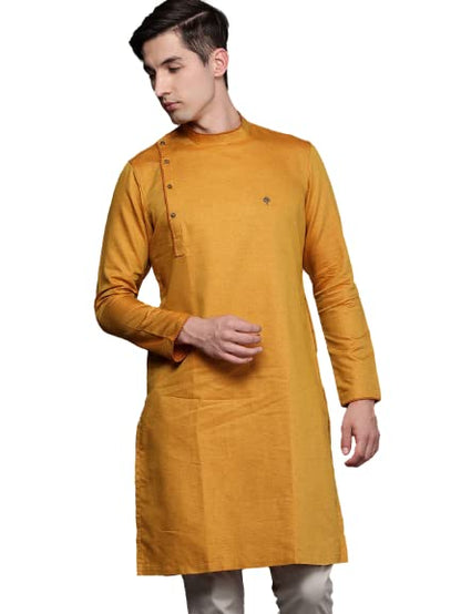 Manyavar Mens Kurta, Full Sleeves Mandarin Collar Ethnic Knee Length Kurta Only, Kurta for Festival, Wedding, Party & Anniversa