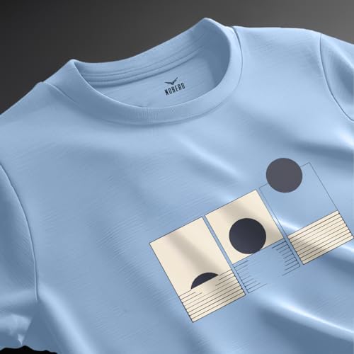 Nobero MenS Graphic Print Regular Fit T-Shirt (1M-Twts-C0791-Pb_Powder Blue