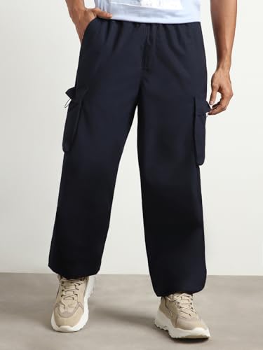Nobero MenS Loose Sweatpants (1M-Bwjg-R0133_Navy Blue