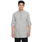 Fabindia Men Cotton Slim Fit Striped Short Kurta Grey_Xxl