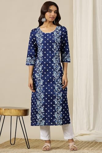 Aurelia WomenS Floral Printed Straight Kurta | Round Neck Kurta For Women | Printed Kurta For Women | Beautiful Regular Fit Kurt