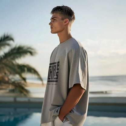 Nobero MenS Solid Oversized Fit T-Shirt (1M-Twrt-C0589_Grey Melange