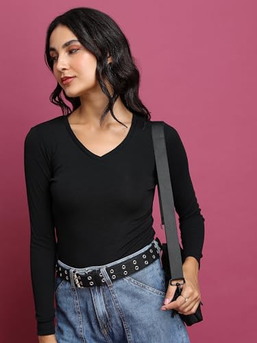 Ketch WomenS Solid Regular Fit Tunic Shirt (Khtp000461_Black