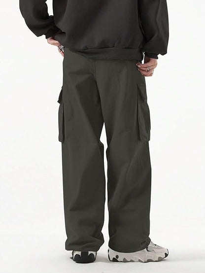 Greciilooks MenS Loose Low Rise Cargo Pants | Baggy 6 Pocket Lower Pant | Casual Cotton Pents | Formal Trousers Green