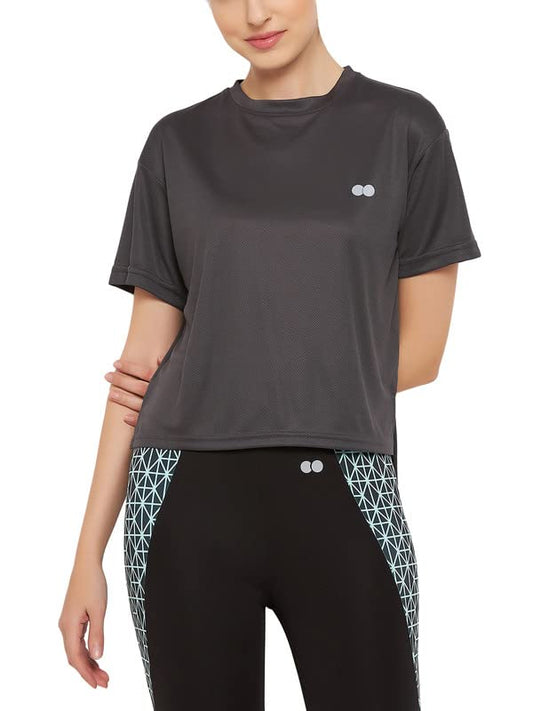 Clovia WomenS Comfort Fit Active T-Shirt In Grey (At0190P05_Grey_M)