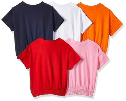 T2F Girls Cotton Printed Regular Fit Crop Top (Pack of 5)