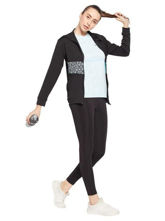 Clovia Womens Comfort-Fit Active Jacket with Printed Panel (AT0171A13_Black_M)