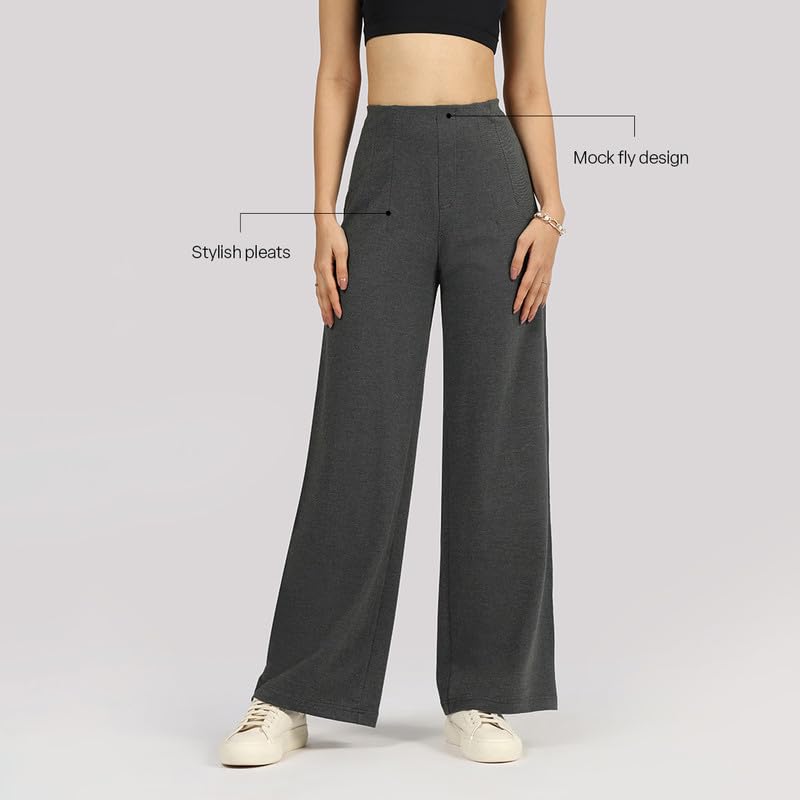 Work-to-Wine Twill Wide Dart Pants | Insanely Breathable | Elasticated Waistband | 2 Pockets | Mock Fly | Wide Silhouette | Styl