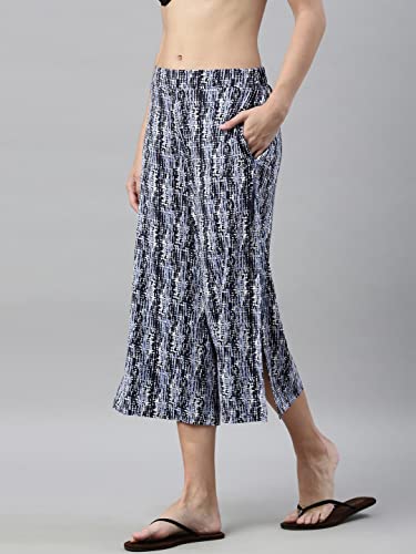 Enamor Essentials Womens Slim Fit Mid Rise Crop Length Soft & Drapey Stretch Viscose Culottes with Smart Side Slits - EA64(EA64