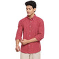 Fabindia Men Cotton Striped Shirt Maroon_Xs