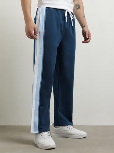 Nobero MenS Straight Sweatpants (1M-Bwjg-R0124_Navy Blue