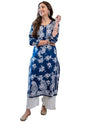 GoSriKi Womens Rayon Blend Chikankari Embroidered Straight Kurta (SCEROS-Cerosin-GS_L_Blue_Large)