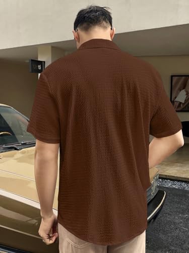 Greciilooks For Casual Stylish Polycotton Regular Formal Shirt Coffee