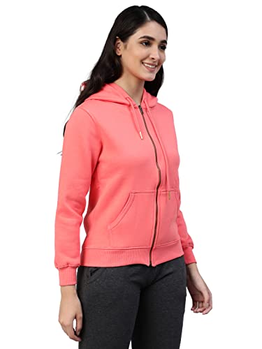 Lyra Women Zipper Hooded Sweatshirt Pink