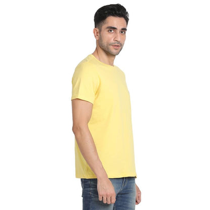 Turtle Men 100% Cotton Yellow Chest Printed Round Neck Half Sleeve Casual Essential T-Shirt