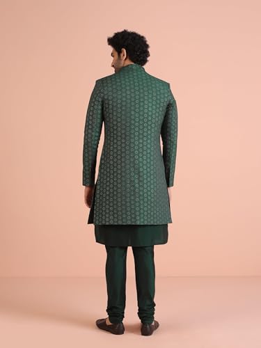 Kisah Kurta Sherwani Set For Men  Silk Blend Jacquard Textured Indo Western Kurta With Churidar | Designer Ethnic Outfit For Wed