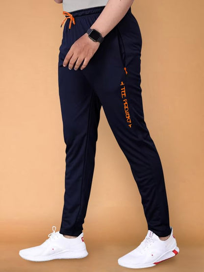 Pinkmint Lycra Soild Track Pant for Men & Elastic Jogger Gym Wear, Yoga Wear, Sports, Regular Wear (Pack of 1) Blue