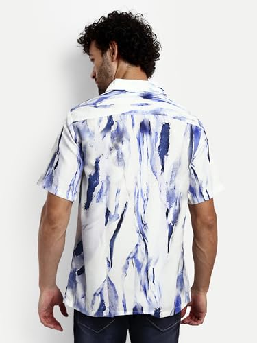 Greciilooks Mens Rayon Casual Shirt Regular Fit Men Casual Shirt (White, Xx-Large)