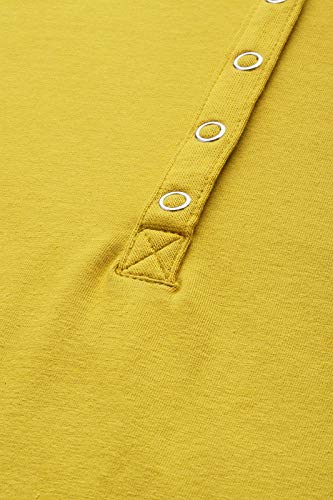 Enamor Essentials Womens Slim Fit Henley Neck 3/4th Sleeves Cotton Tee with Snap Button Placket Front & Sleeve Tab - E129(E129-