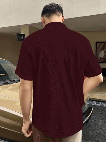 Greciilooks For Casual Stylish Polycotton Regular Formal Shirt Maroon