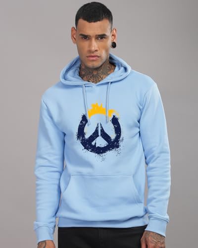 ADRO Mens Cotton Neck Hooded Sweatshirt (H24-M-PC-SK_Sky Blue
